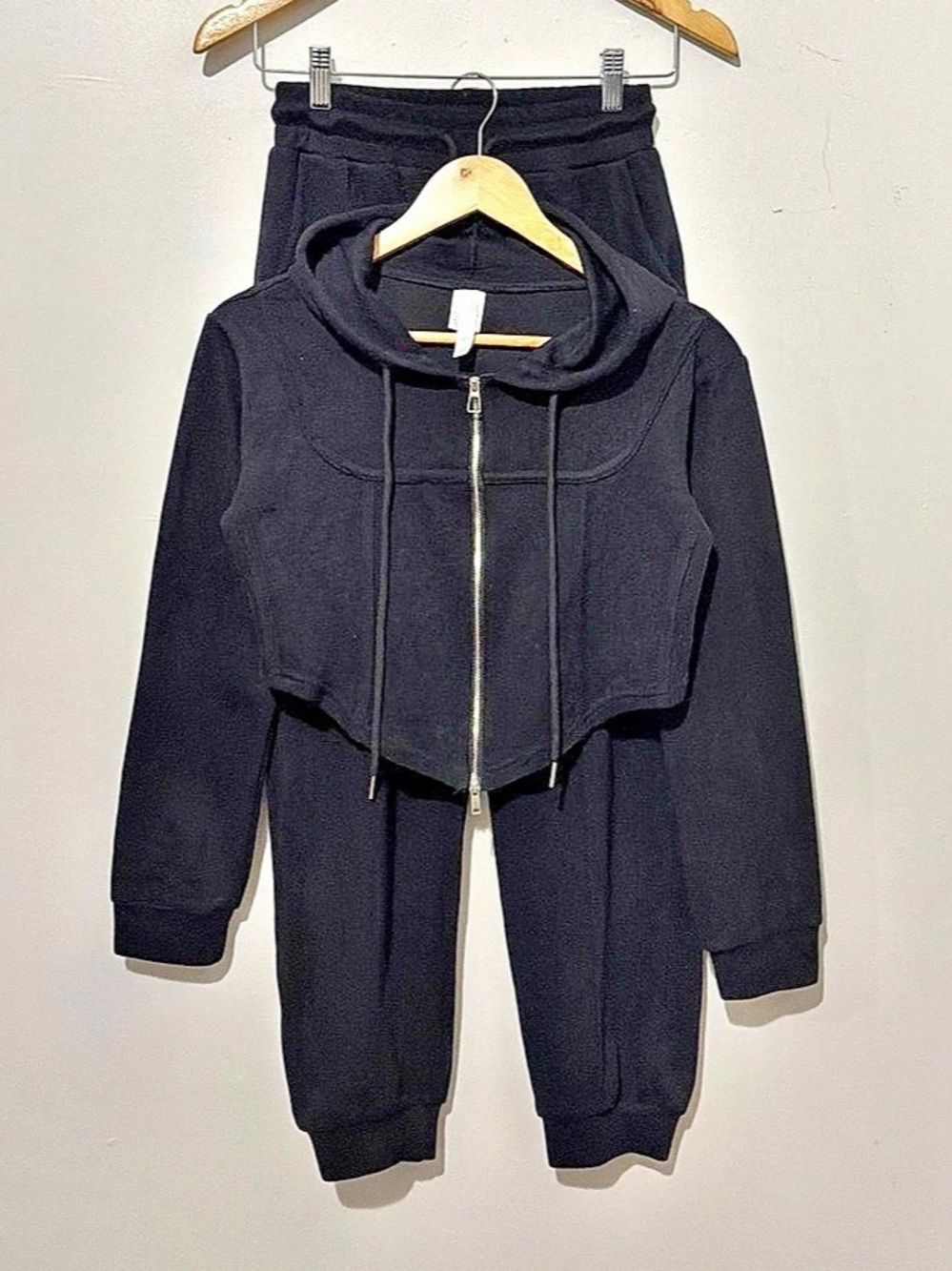 LC&G Black Zip Hoodie Jogger Set Size Medium